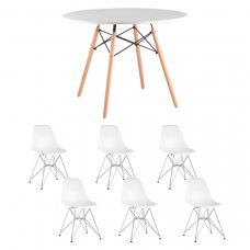 Обеденная группа Стол Eames D100, 6 стульев Eames DSR