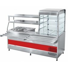 Мини-линия раздачи Абат ПВХМ-70КМУ нерж. витрина справа